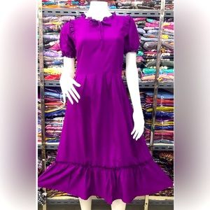 Burmese Cotton Dress color-block rare fall colors. Botique with tag.